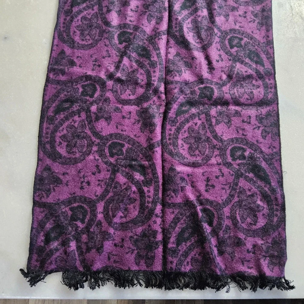 Purple Paisley Scarf‎ with Fringe Women's Fashion Accessory